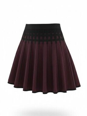 Source Unknown Burgundy Circle Skirt with Black Waistband